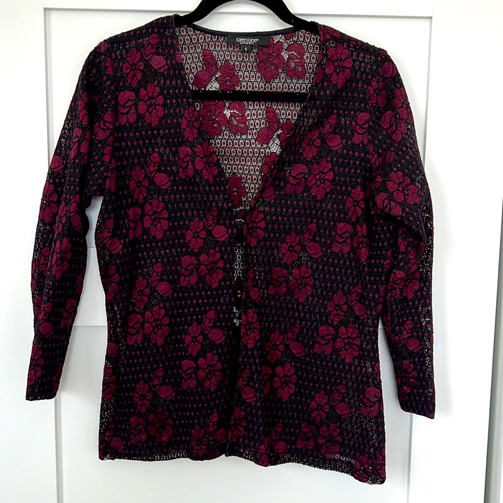 KAREN KANE Lace Cardigan Styled blouse - L